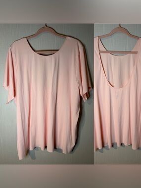 Nike Yoga Dri-Fit Light Pink Seamless Raw Edge Scoop Back Short Sleeve Top 3X